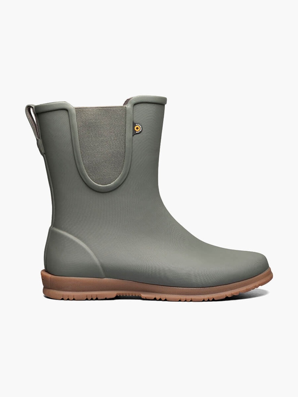 Women’s BOGS Sweet Pea Rain Boot in Sage Green with Brown Sole
